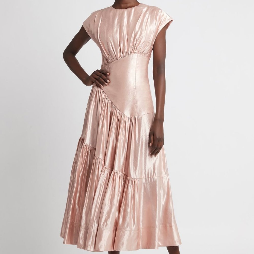 Aje Serendipity Reflection Midi Dress in Blush (Size AU 10 / US 6)
